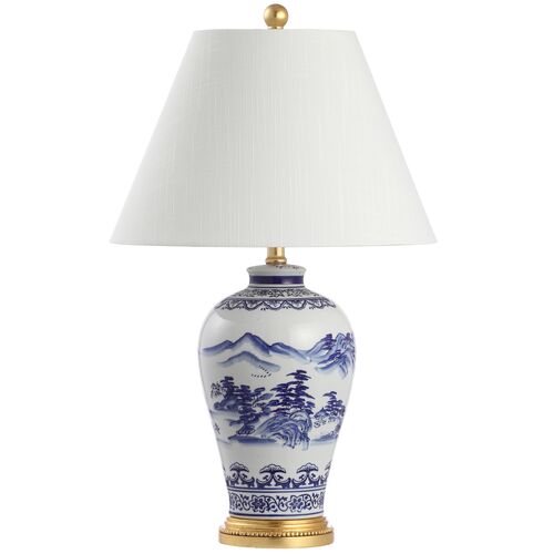 Vera Chinoiserie Table Lamp, Blue/White