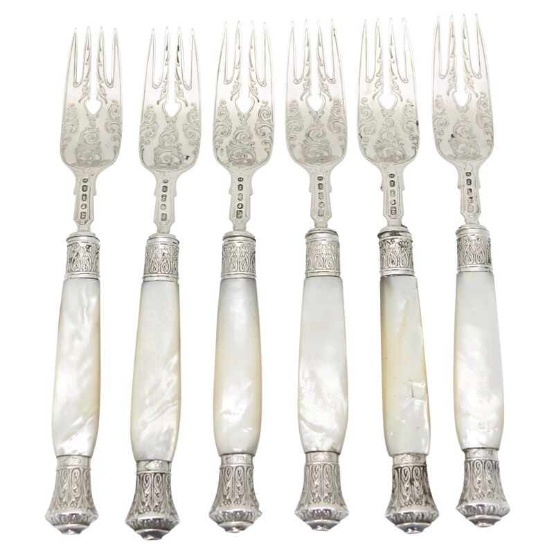 1868 Pearl & Sterling English Forks