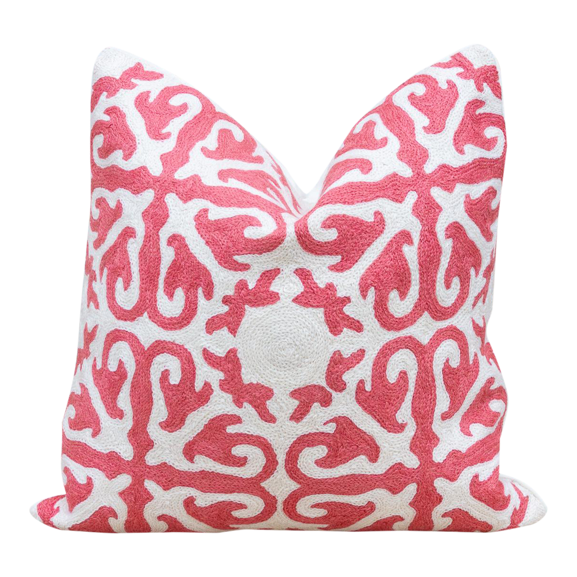Pink & White Moroccan Wool Throw Pillow~P77648416