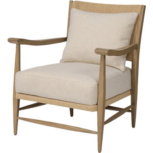 Godfrey Chair, Natural Paper Cord/Cream Boucle