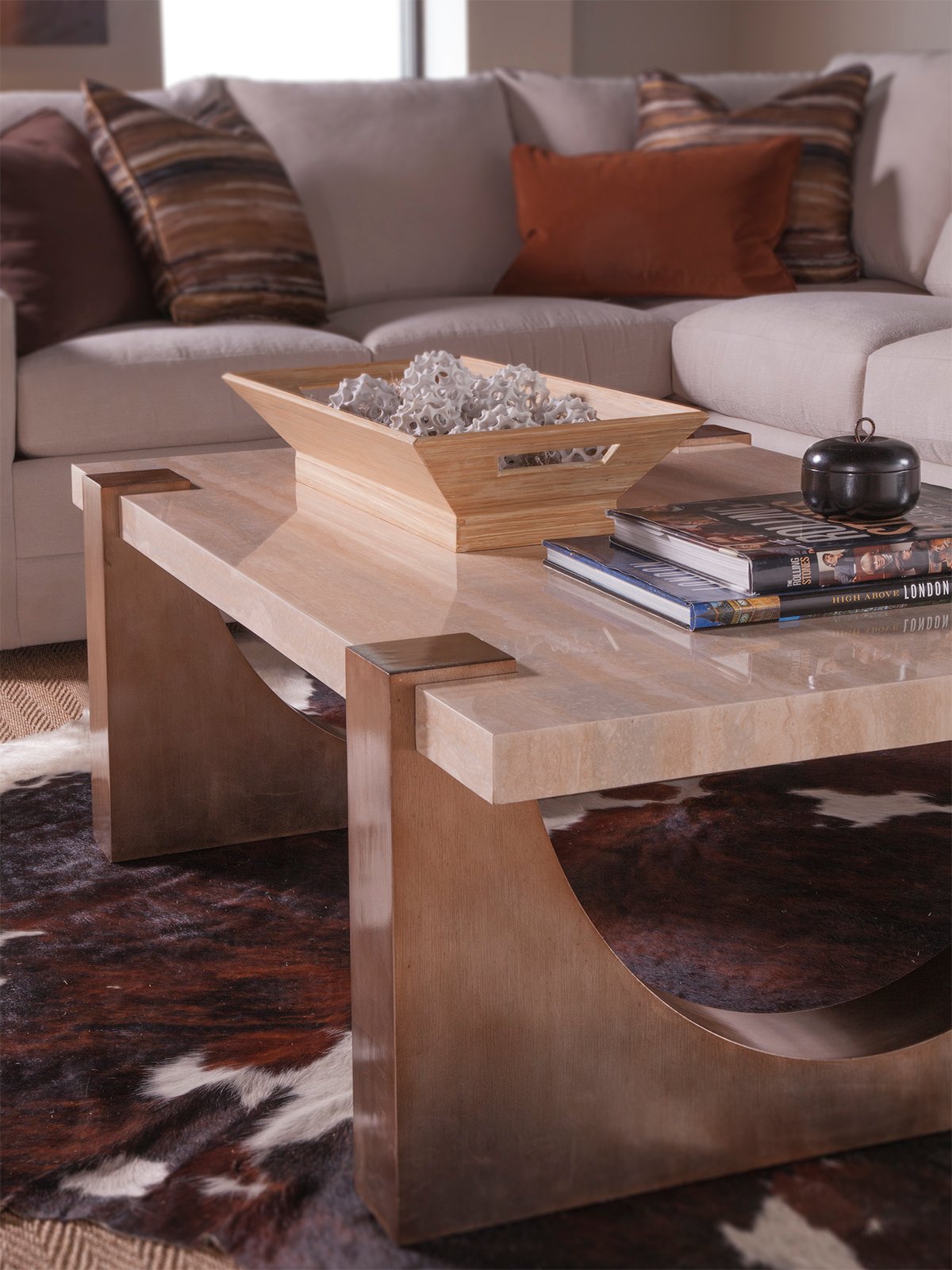 Impresario Coffee Table - Modern Mahogany & Stone