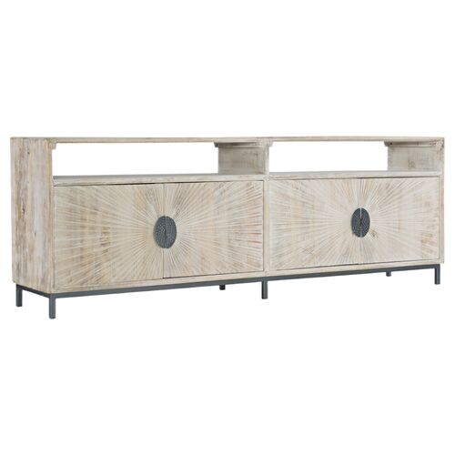 Door Mango Wood Entertainment Console, Whitewash