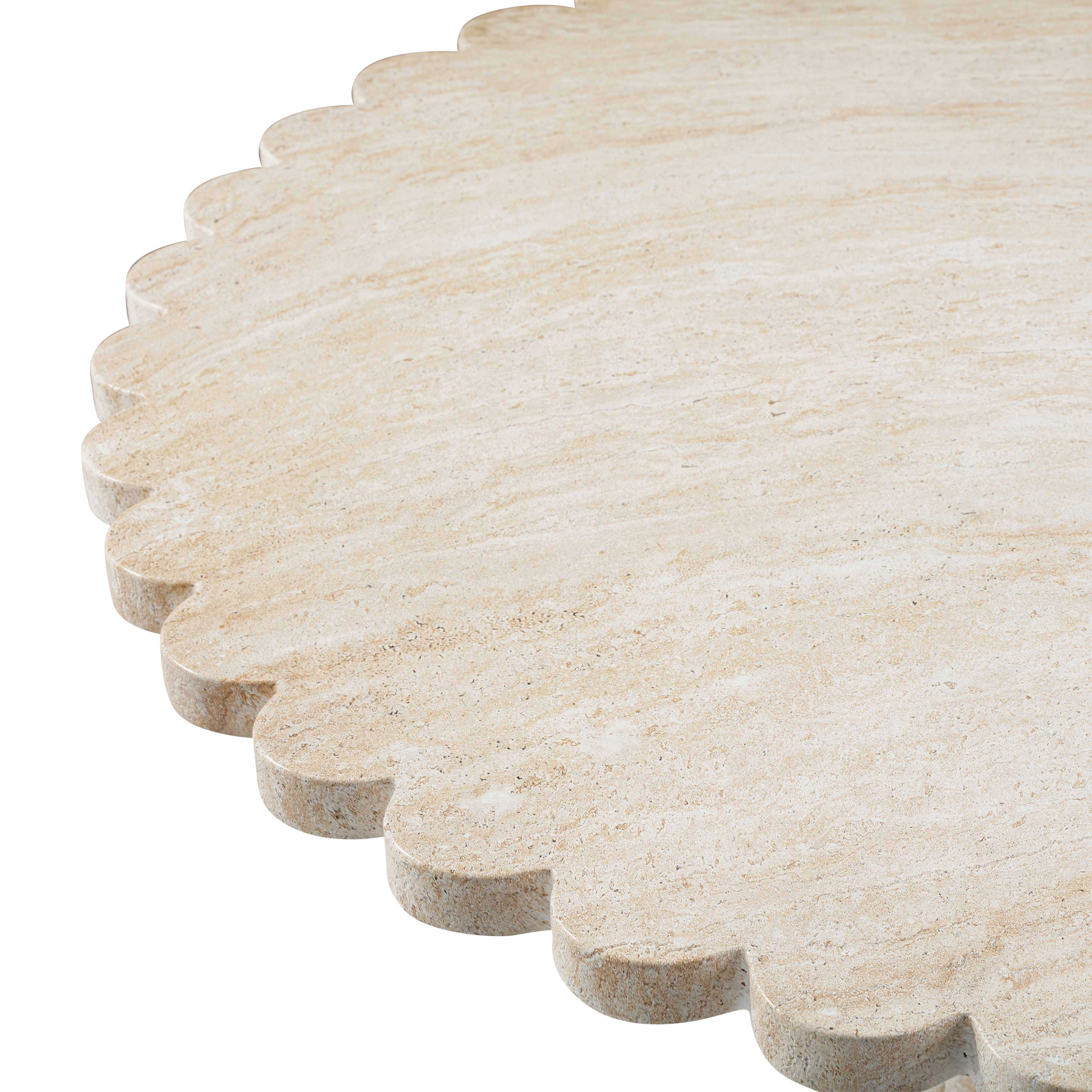 Maelis 54" Indoor/Outdoor Round Dining Table, Washed Travertine