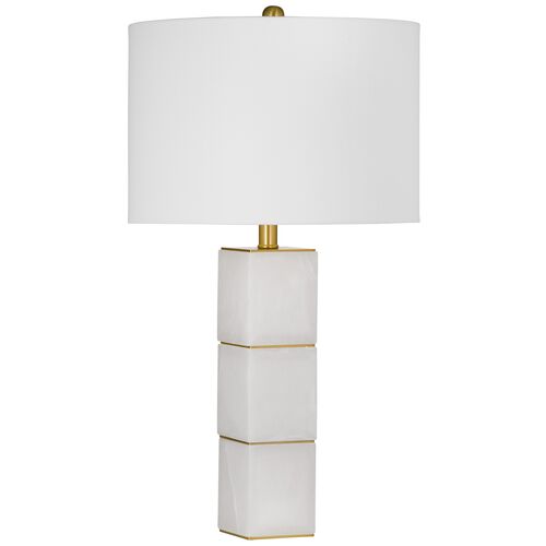 Chester Alabaster Table Lamp, White/Brass