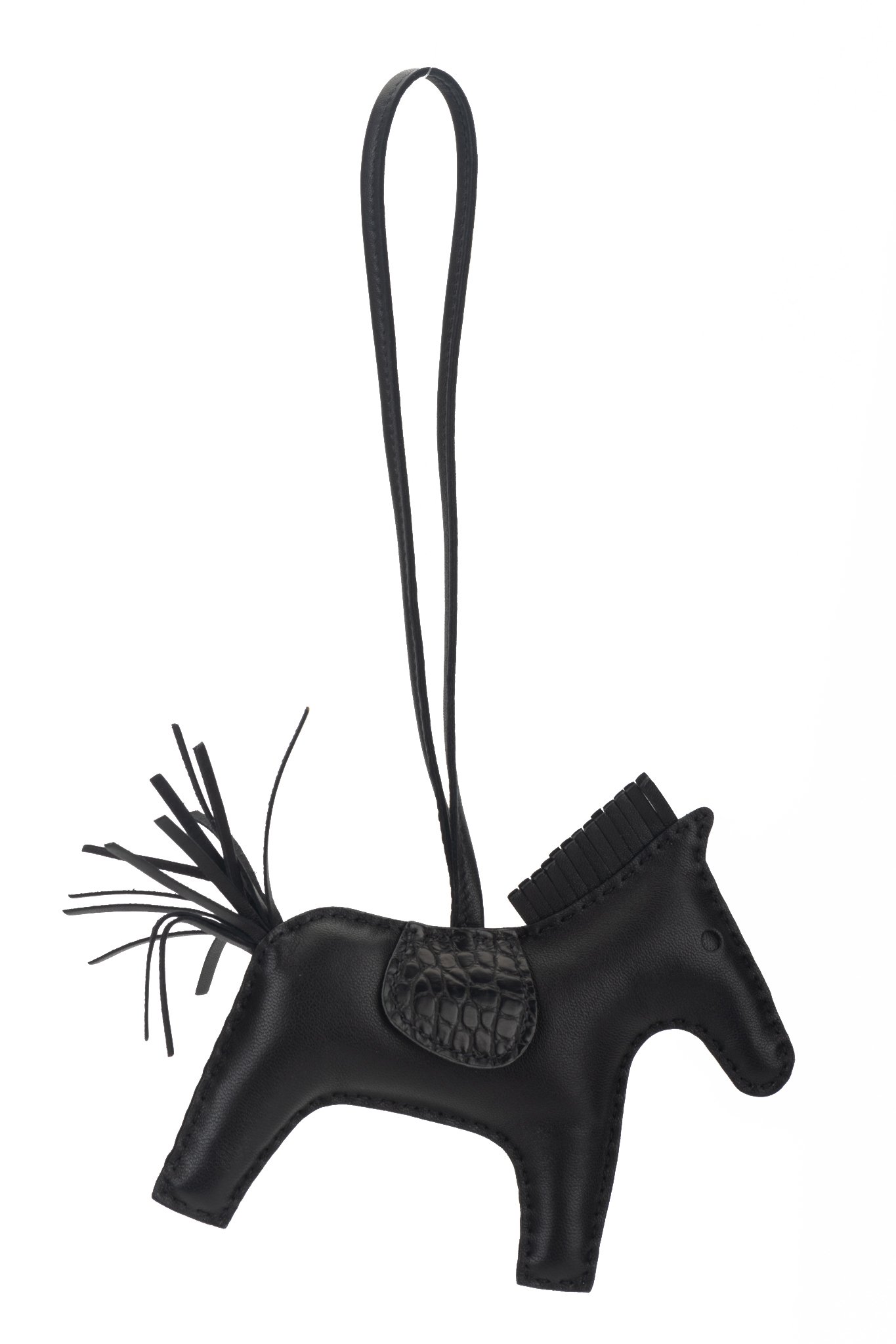 Hermes SO Black Noir Rodeo Touch Bag Charm Alligator Key Chain Pom Pom –  MAISON de LUXE