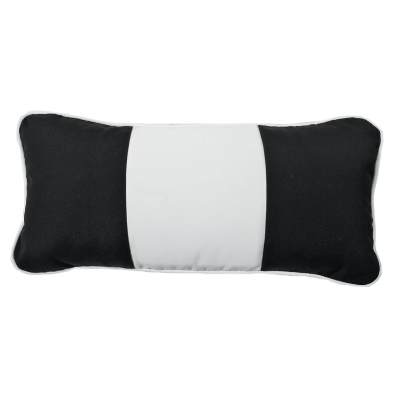 Frances 14x24 Outdoor Lumbar Pillow, Black/White