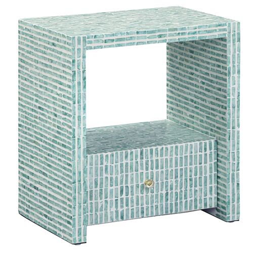 Selvane 20" Mother of Pearl Nightstand, Blue Selvane 20" Mother of Pearl Nightstand, Blue