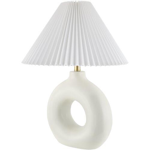 Tressa Ceramic Circle Base Tapered Shade Table Lamp