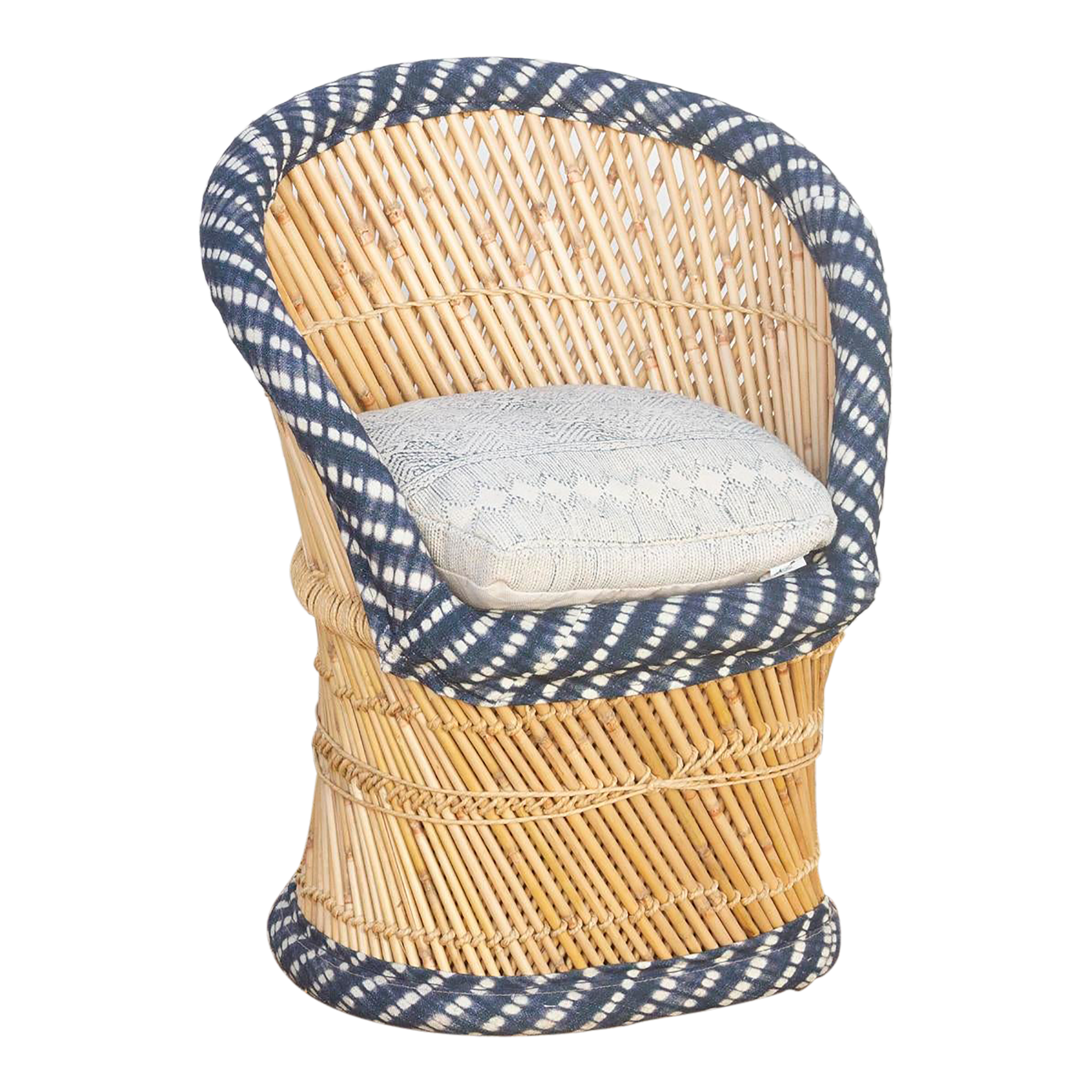 Bohemian Blue & White Bamboo Chair~P77698732