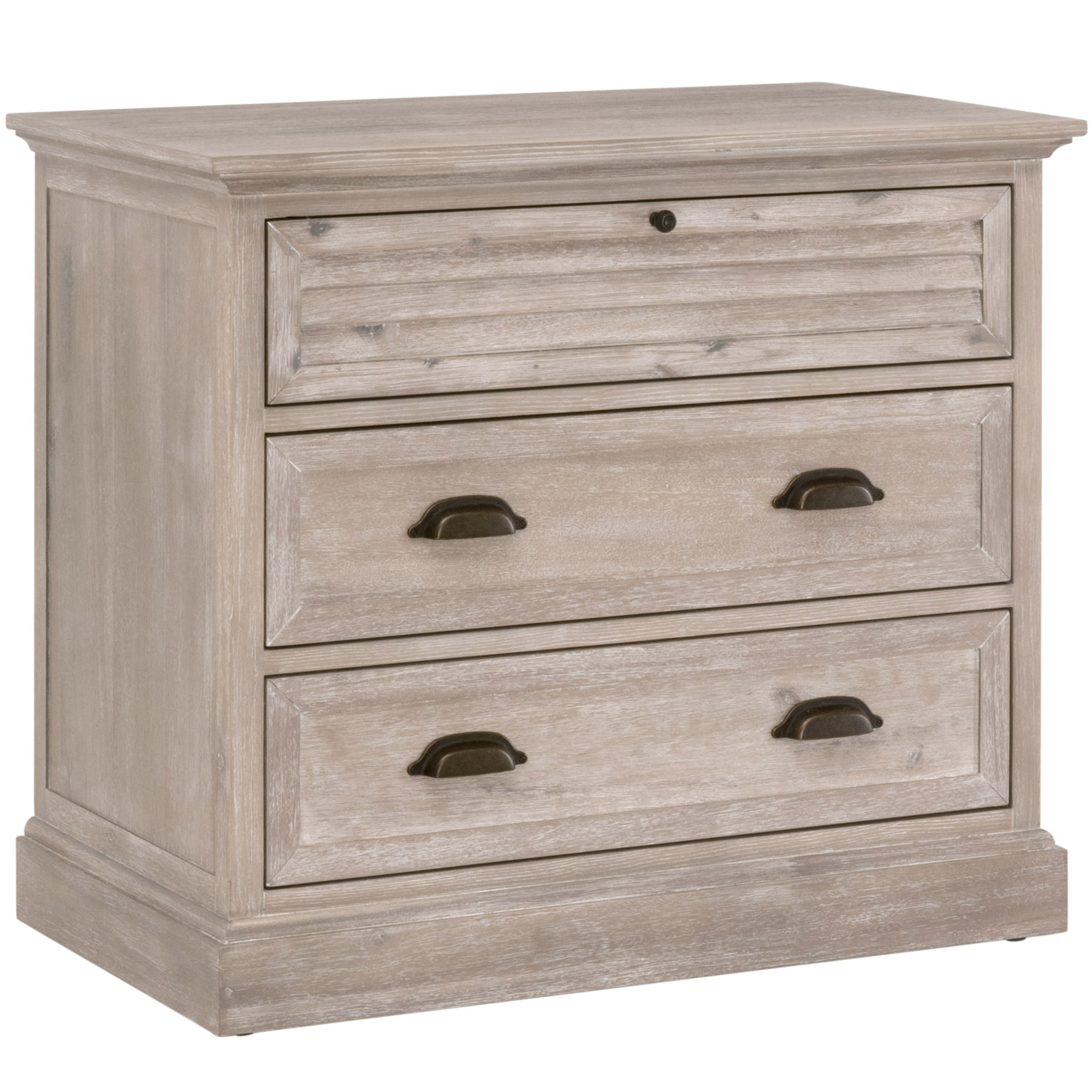 August 3-Drawer Nightstand, Natural Gray Acacia