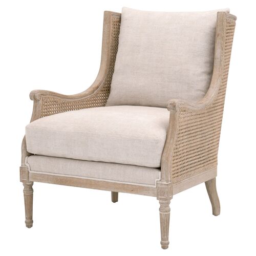 Winnie Rattan Club Chair, Bisque Linen~P77598550