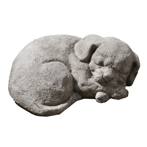 9" Curled Dog Outdoor Statue, Graystone~P77430707
