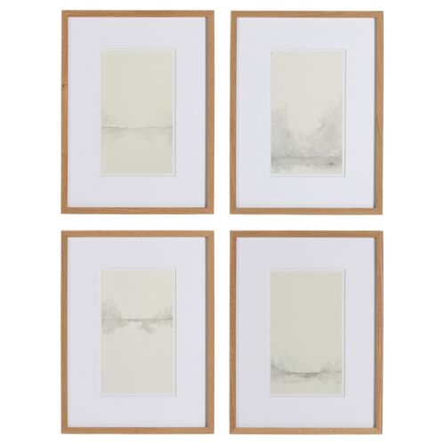 36" x 48" Water's Edge Gallery Set by Karen Covey, White Oak Frame