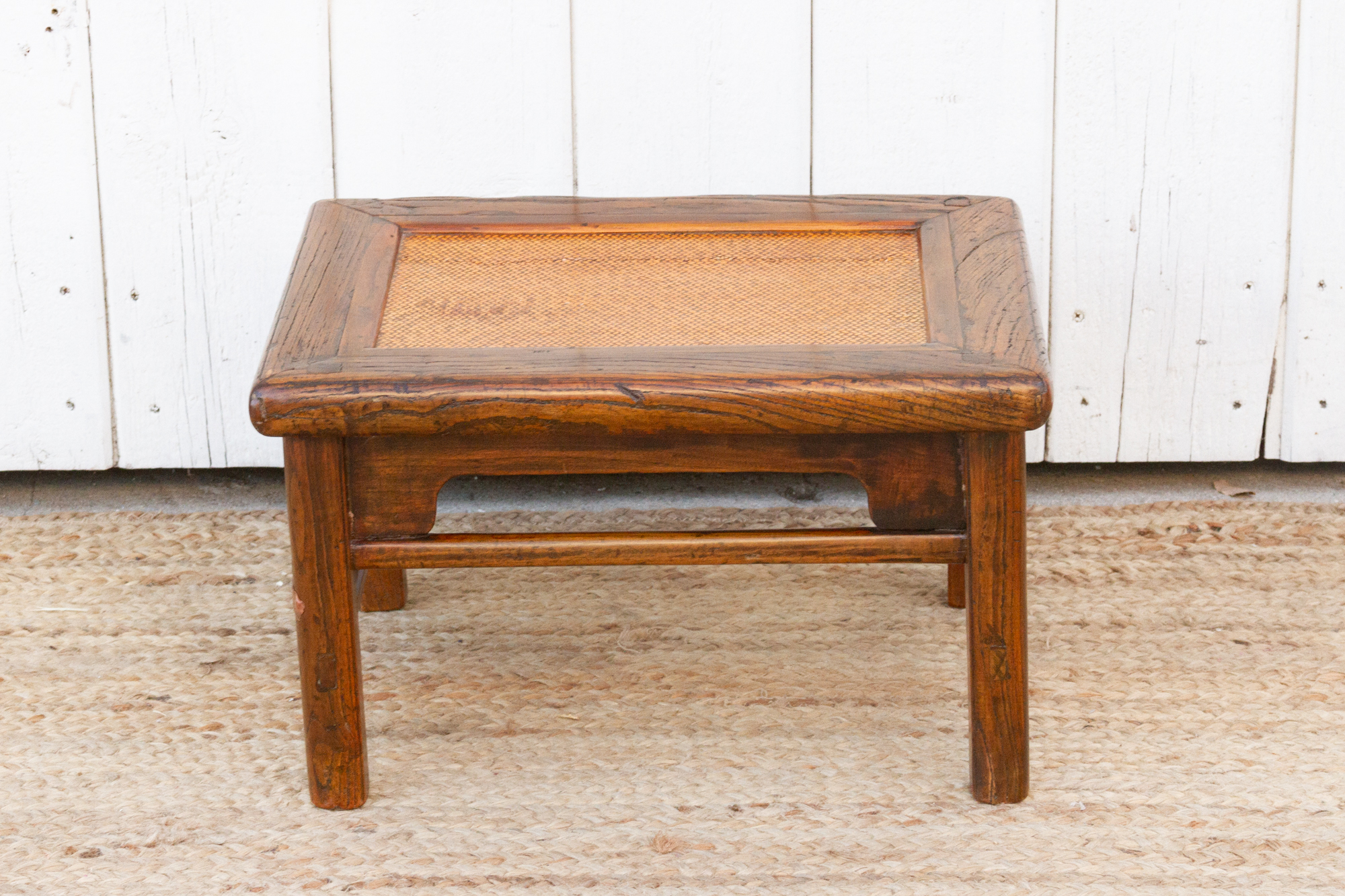 Antique Provincial Wood Rattan Tea Table~P77687321