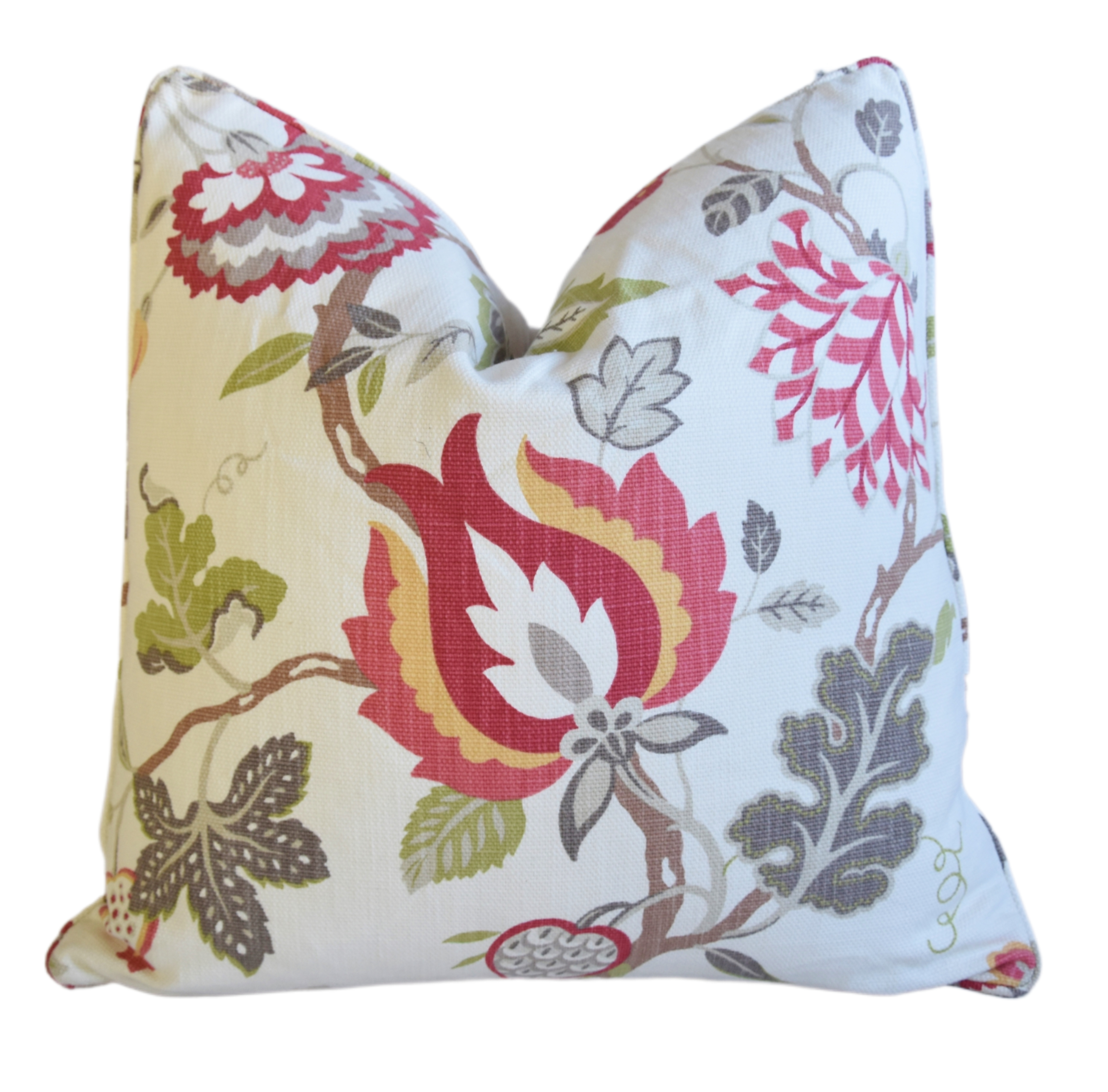 Designer Botanical Floral Cotton Pillow~P77678211