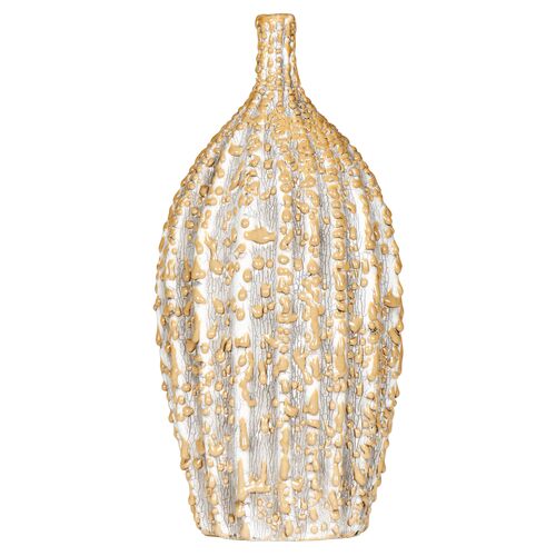 14" Coral Reef Vase, Yellow/Cream~P77394590