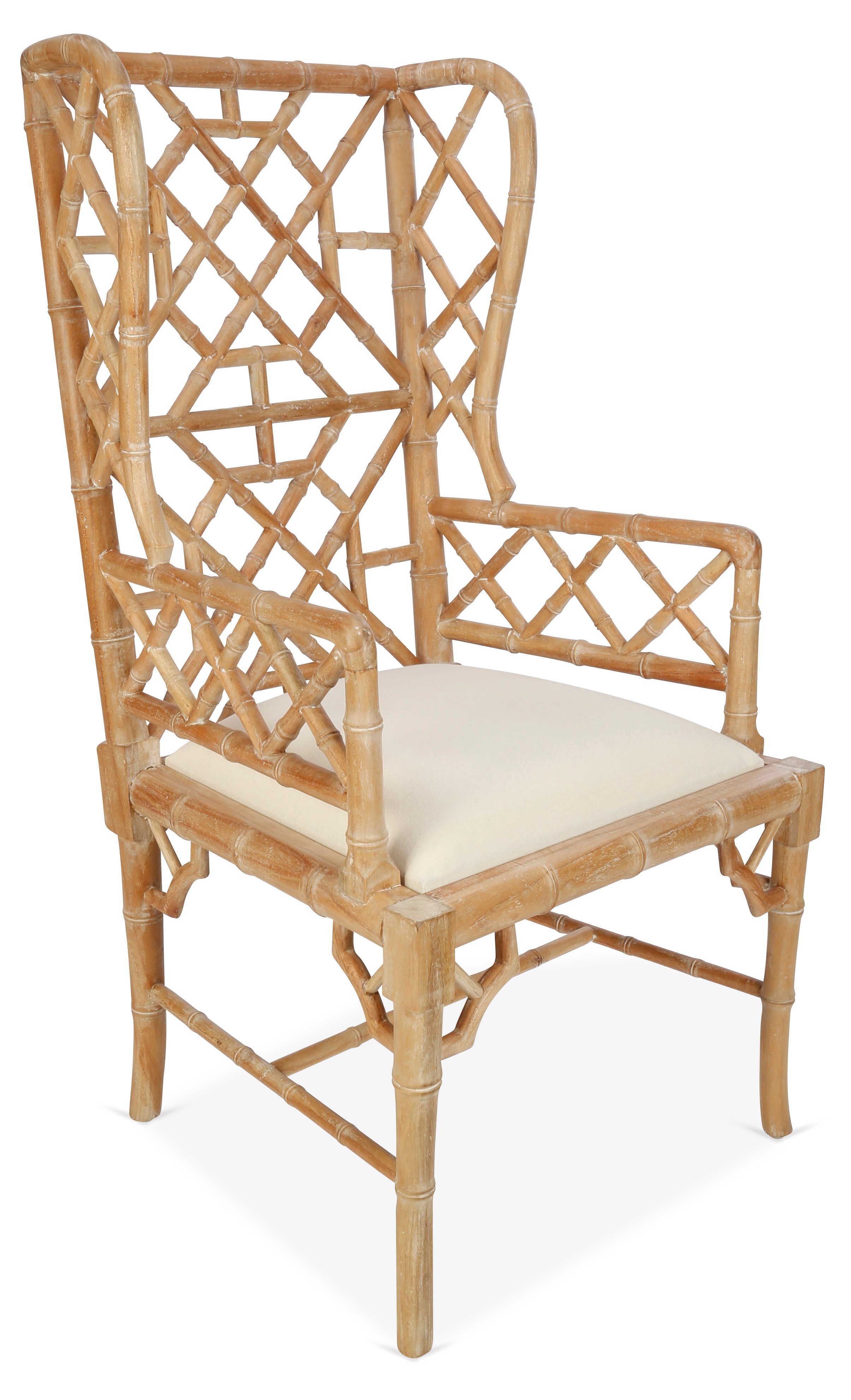 Chinoiserie Wingback Chair, Distressed Natural