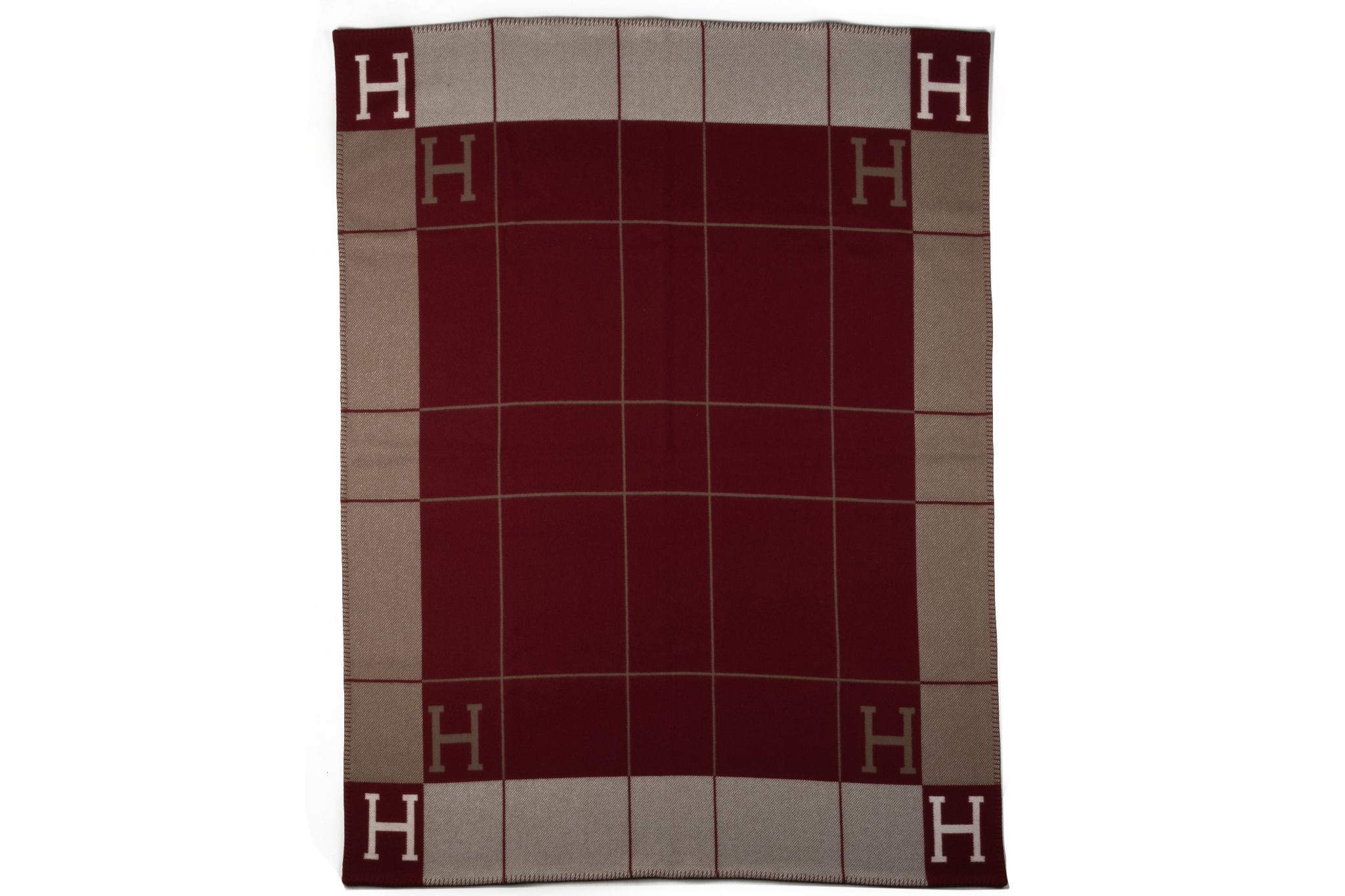Hermes BNIB Etoupe Red Avalon Blanket~P77658032