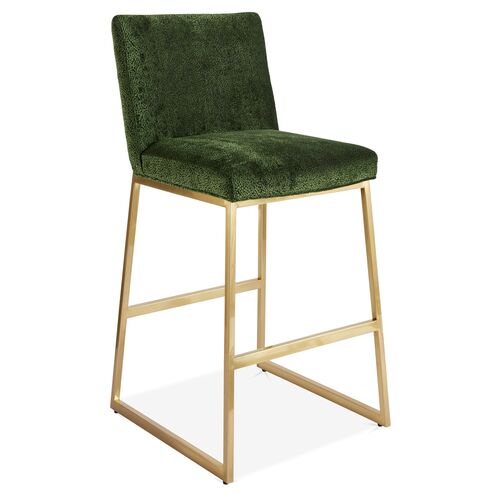 Green Leather Counter Stools