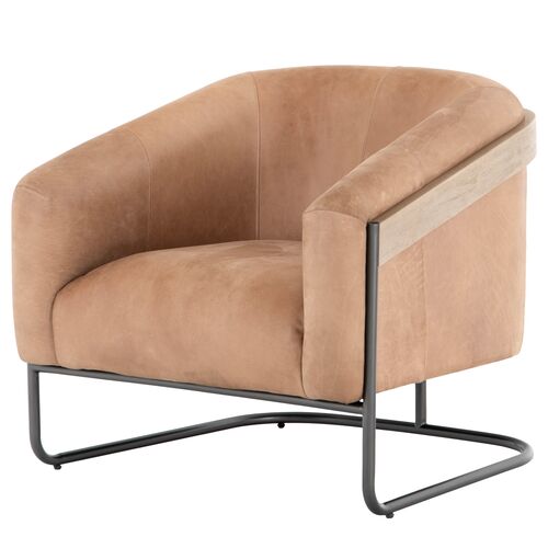 Nova Accent Chair, Beige Leather~P77612900