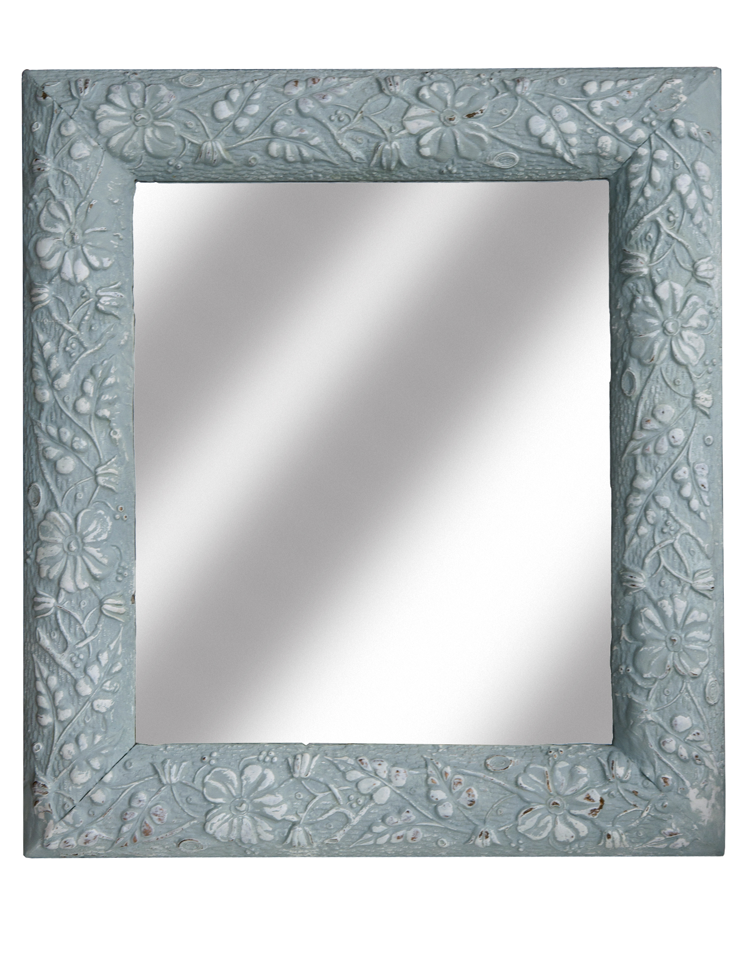 Blue Victorian Framed Mirror /Flowers~P77652892