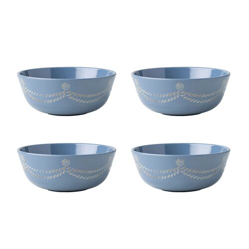 S/4 Berry & Thread Melamine Cereal/Ice Cream Bowls, Chambray