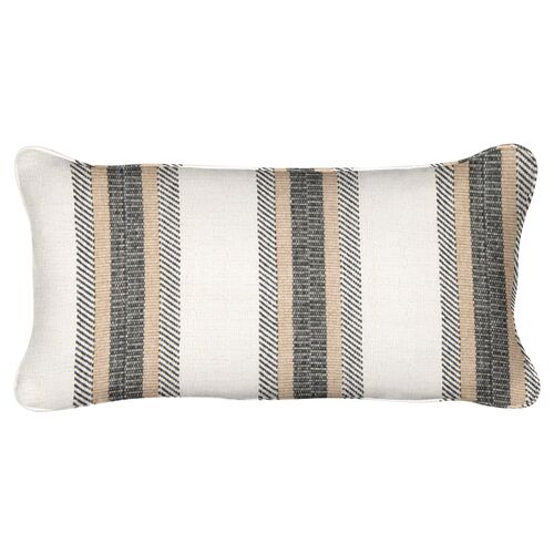 Whitmore Stripe Lumbar Pillow, Café/Ivory~P77655898