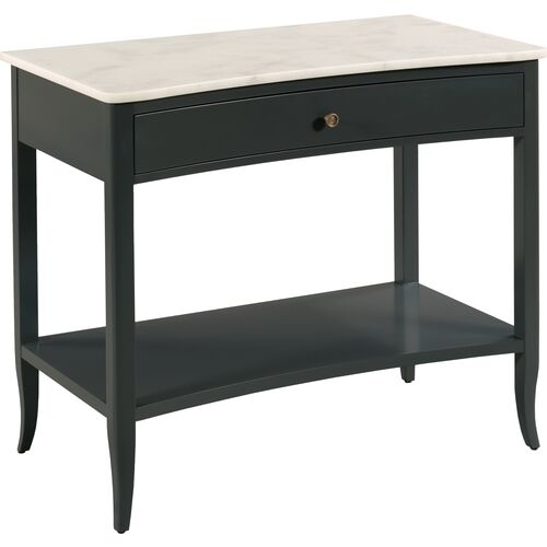Evelyn Bedside Stone Top Table, Coal/Brass~P111119966