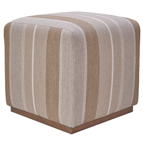 Harold Linen Ottoman, Dunphy Nutmeg Stripe Harold Linen Ottoman, Dunphy Nutmeg Stripe