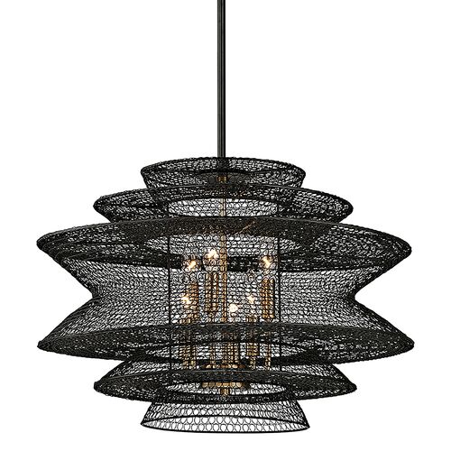 Kokoro Hand-Worked Iron Chandelier, Soft Black