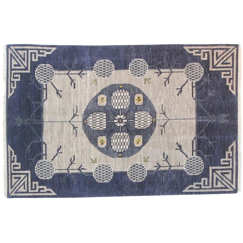 5'x8' Sari Jen Wool Chelsea Handmade Rug, Blue