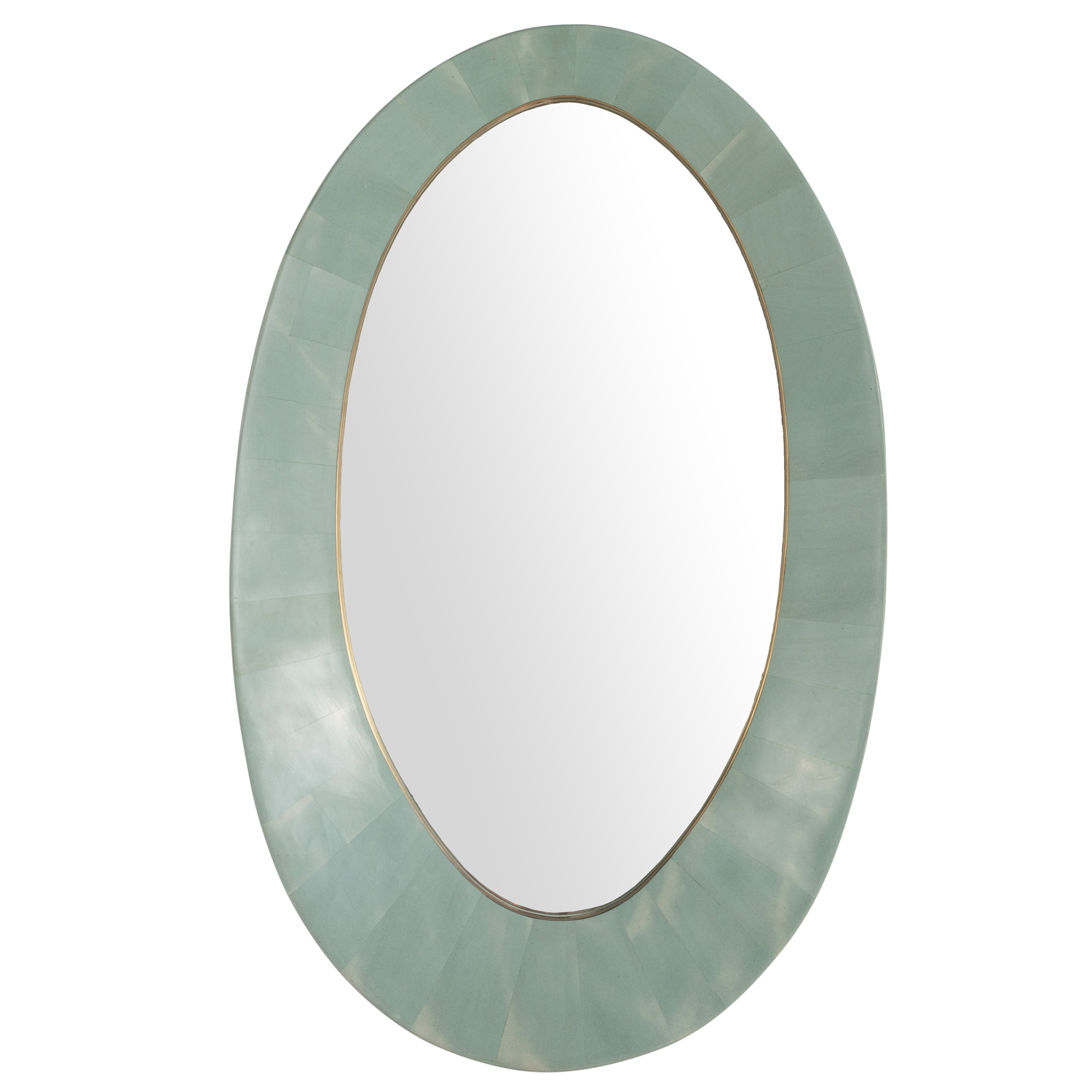 Viola Oval Stone Wall Mirror, Seafoam Green
