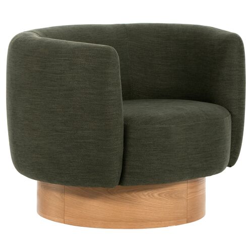 Vance Swivel Chair, Moss/Oak~P77630214