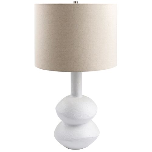 Emery Ceramic Table Lamp, White/Wheat