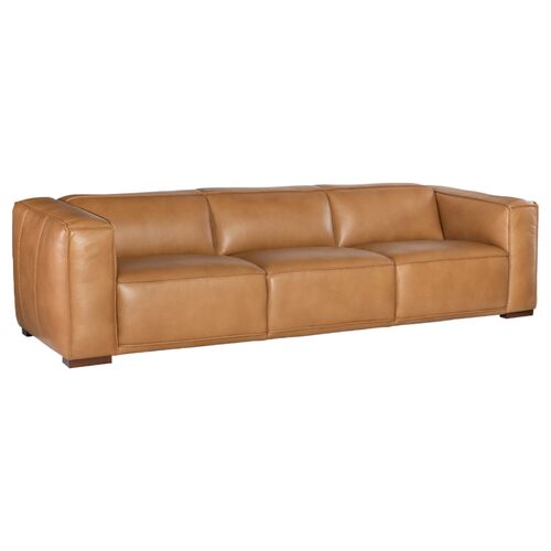 Maria Leather Sofa, Caramel