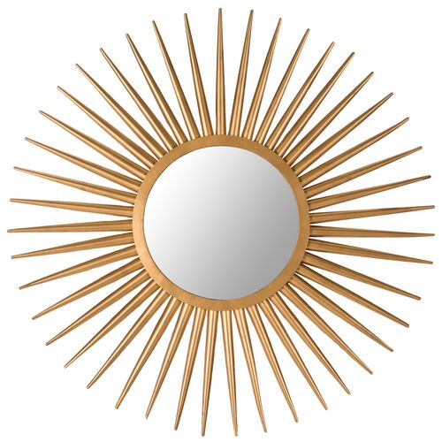 Kaeleen Iron Sunburst Wall Mirror, Gold