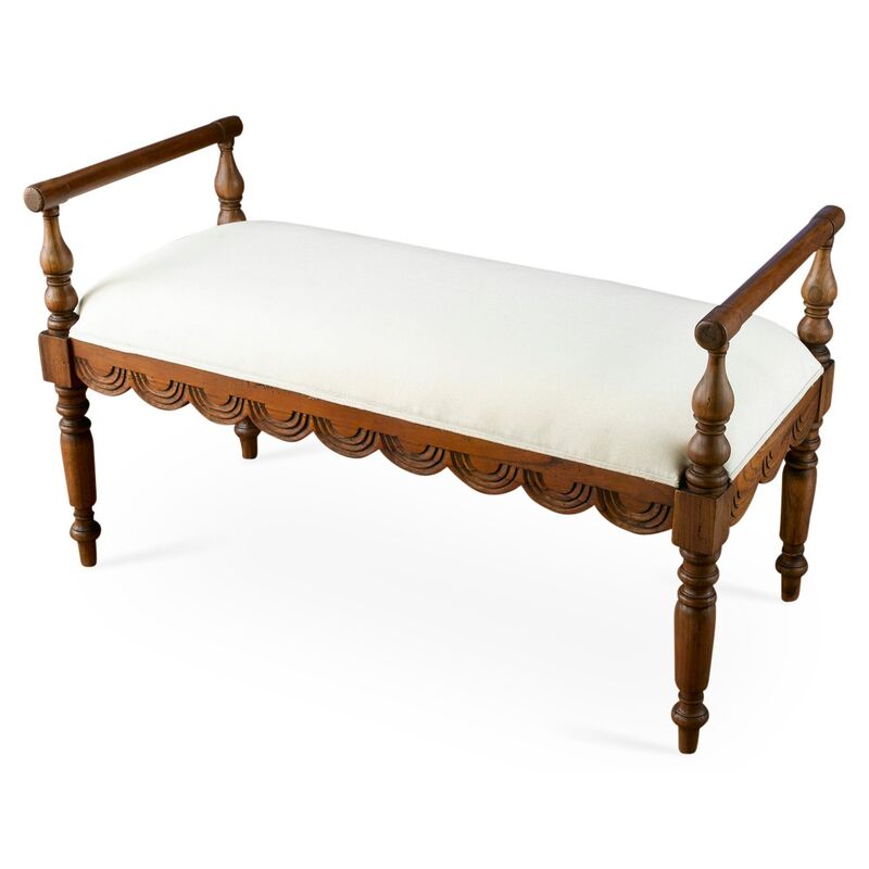 Callie Bench, Ivory/Brown