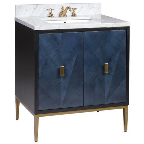 Kallista 30" Vanity with Rectangular Undermount Sink, Blue Kallista 30" Vanity with Rectangular Undermount Sink, Blue