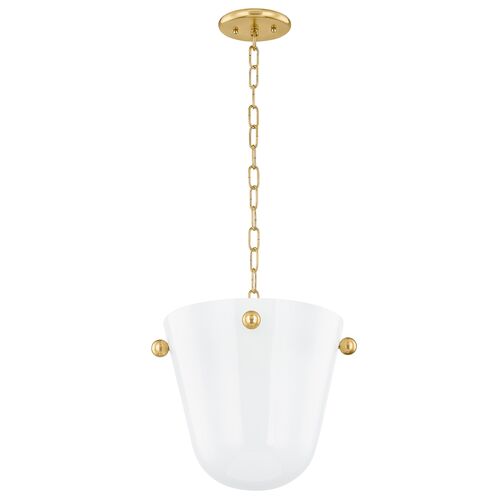 Perri Glass Pendant, Opal White/Aged Brass Perri Glass Pendant, Opal White/Aged Brass
