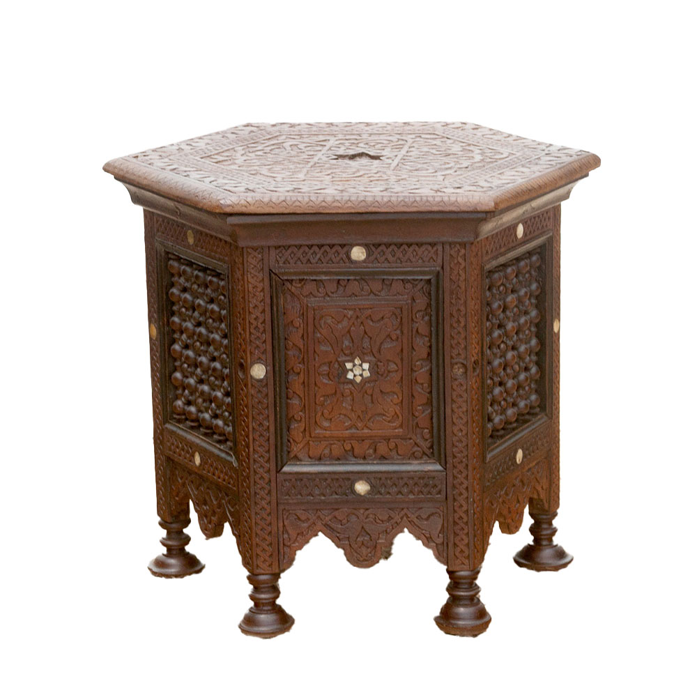 Antique Damascus Octagonal Inlay Table~P77738460