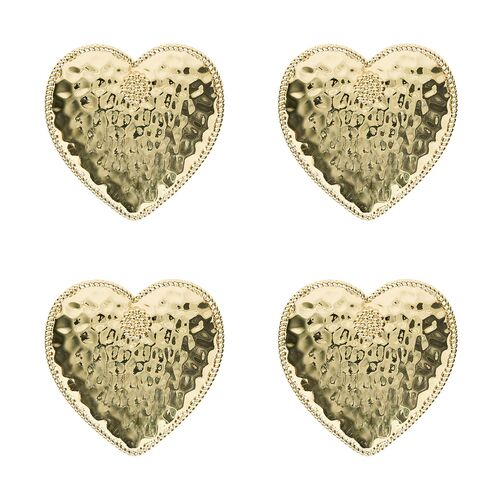 S/4 Berry and Thread Heart Napkin Rings, Gold