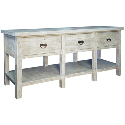 Reclaimed 3-Drawer Console, Graywash~P77236410
