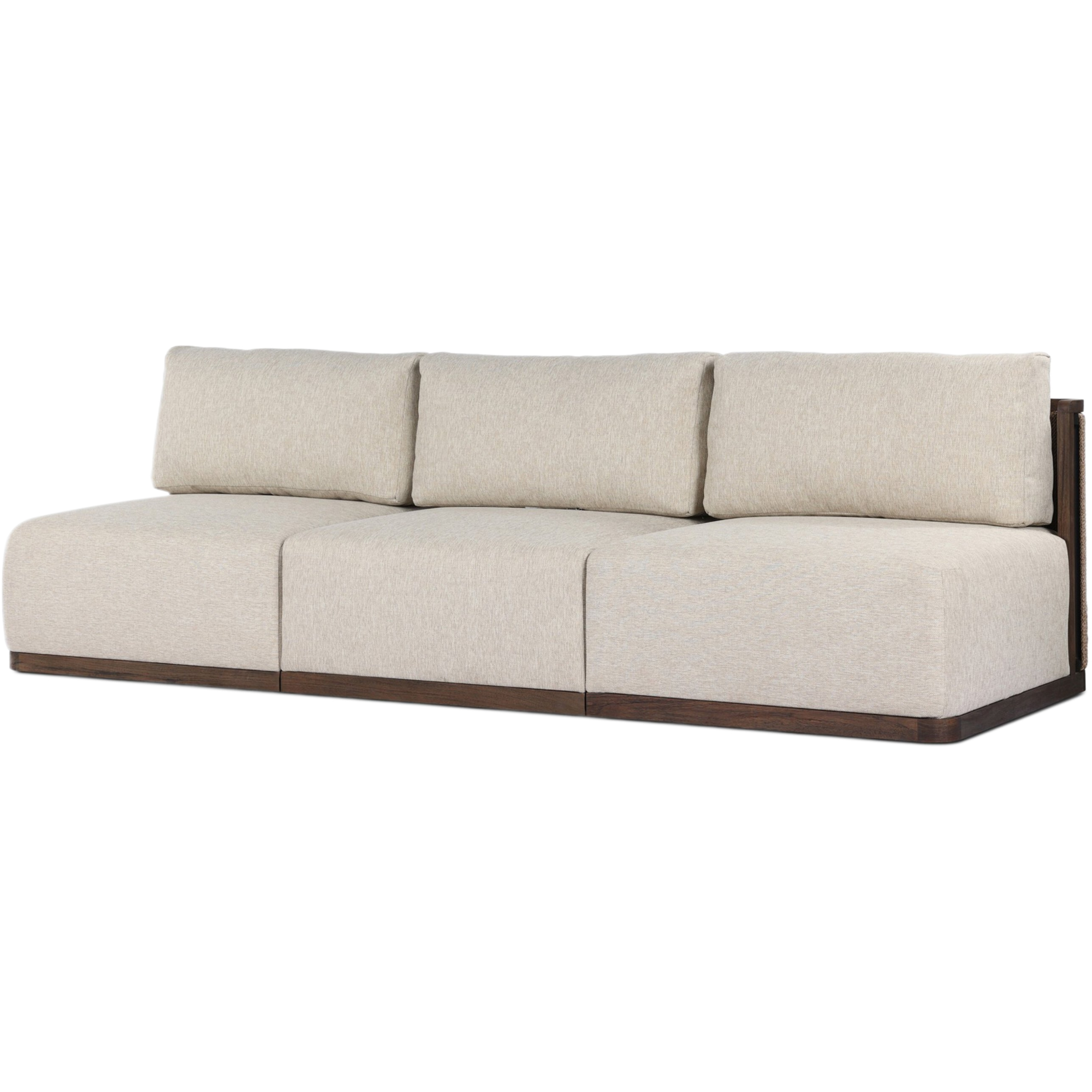 Myrosa Outdoor 3-Pc Woven Cord Back Teak Sectional, Ellor Beige