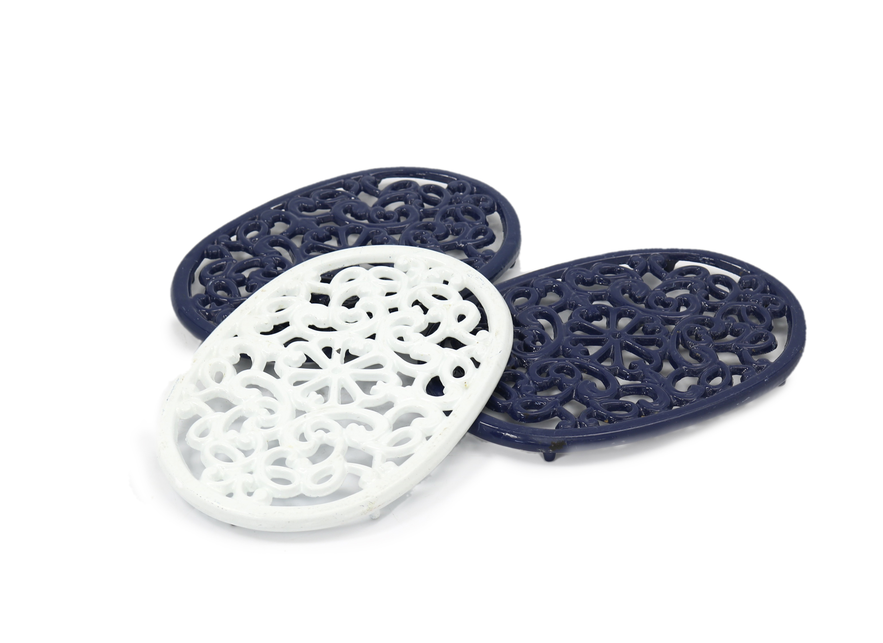 French Enameled Cast Iron Trivets, S/3~P77600170