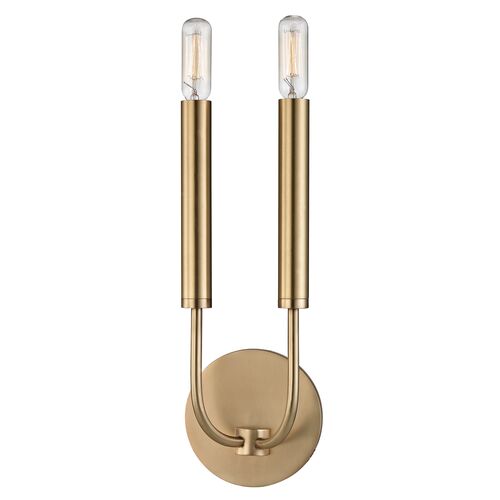 Lyra 15.75" 2-Light Wall Sconce, Aged Brass
