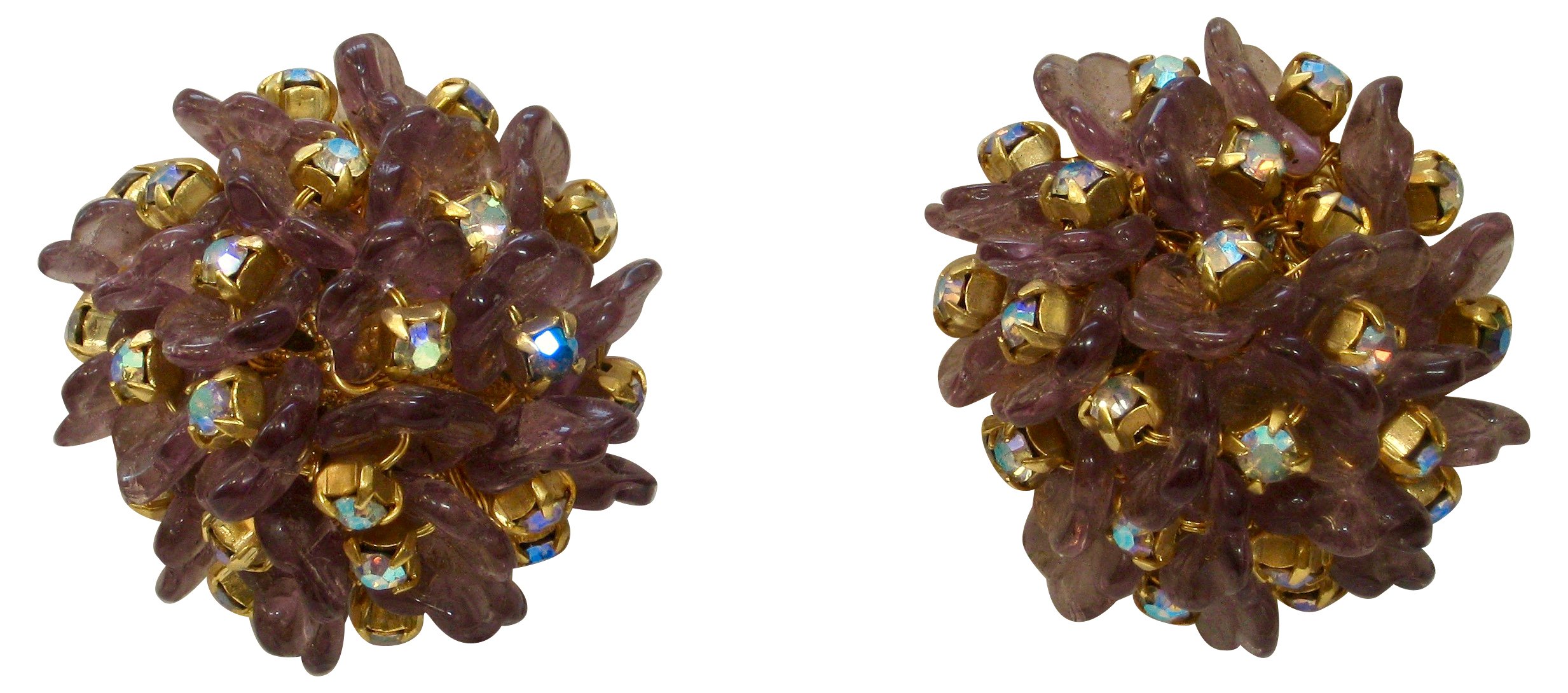 1960s Juliana Amethyst Crystal Earrings~P77429431