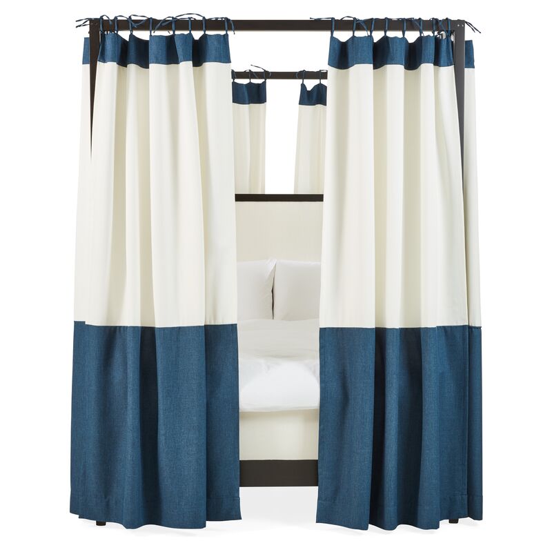 S/8 Sophie Canopy Bed Panels, White/Navy