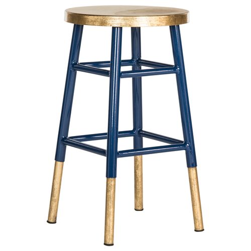 Lacie Counter Stool, Navy/Gold~P47419261