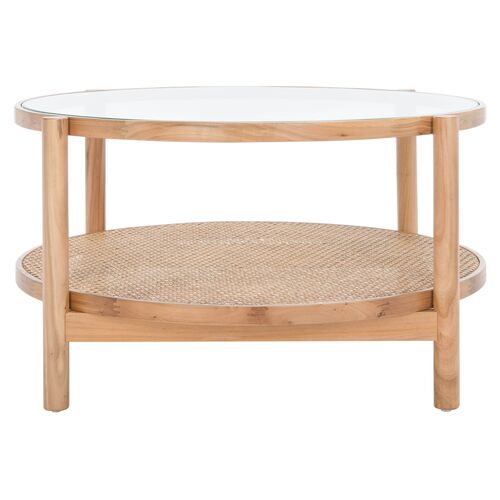 Petal Rattan & Glass Coffee Table, Clear/Natural