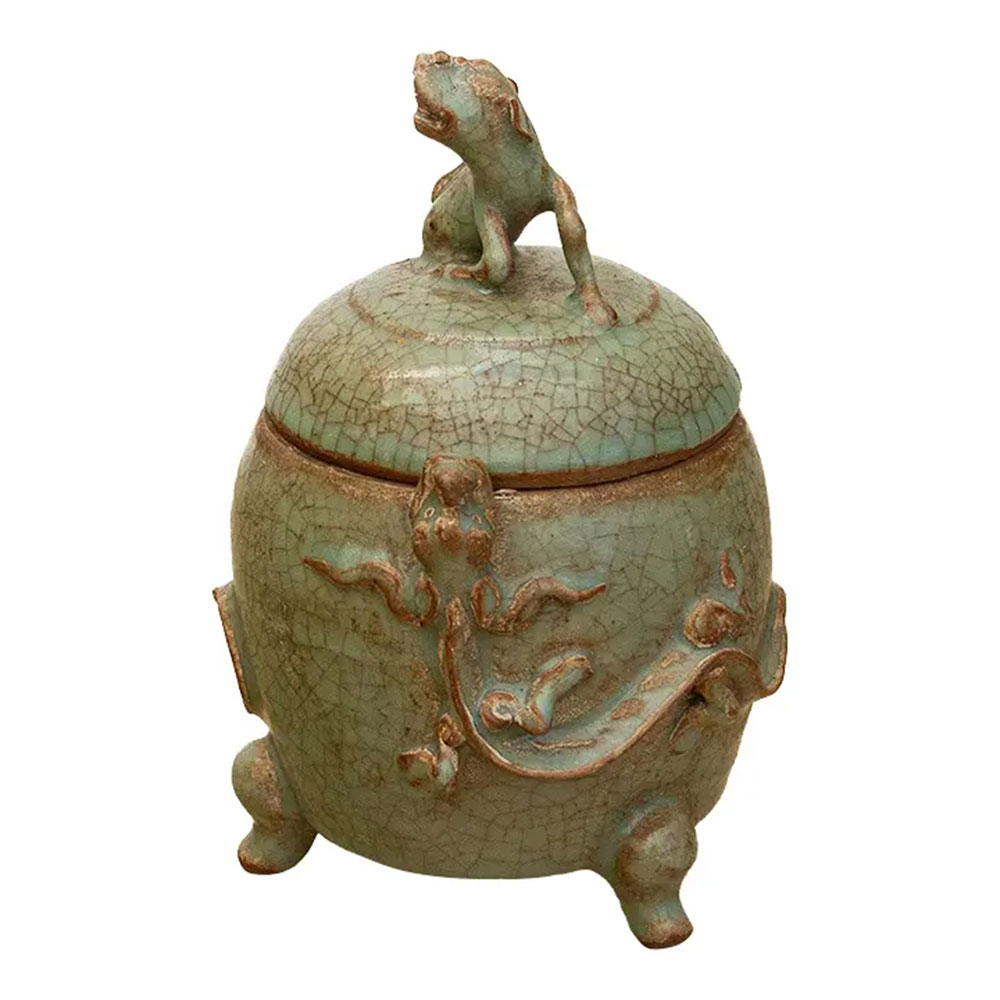 Fine Early 20th C. Guardian Lion Jar~P77728994
